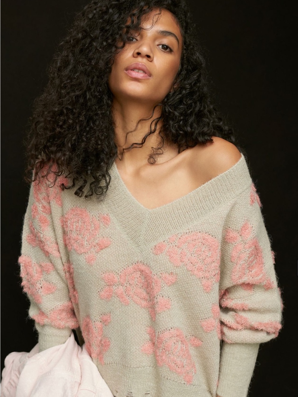 Lucila Distressed Pullover V-Neck Sweater